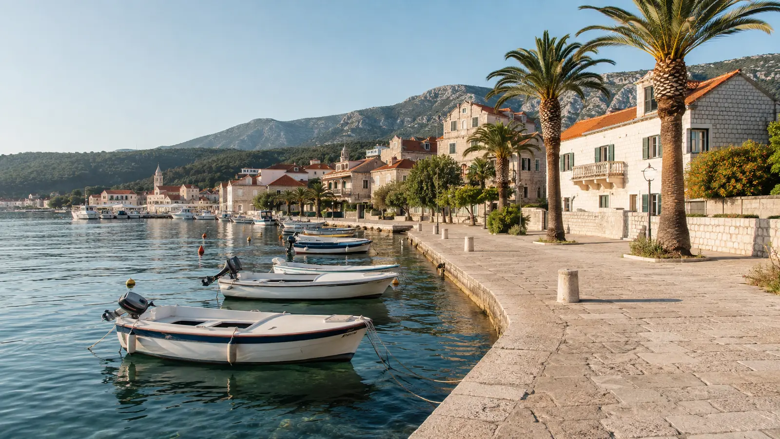 Jelsa waterfront and harbour on Hvar Island