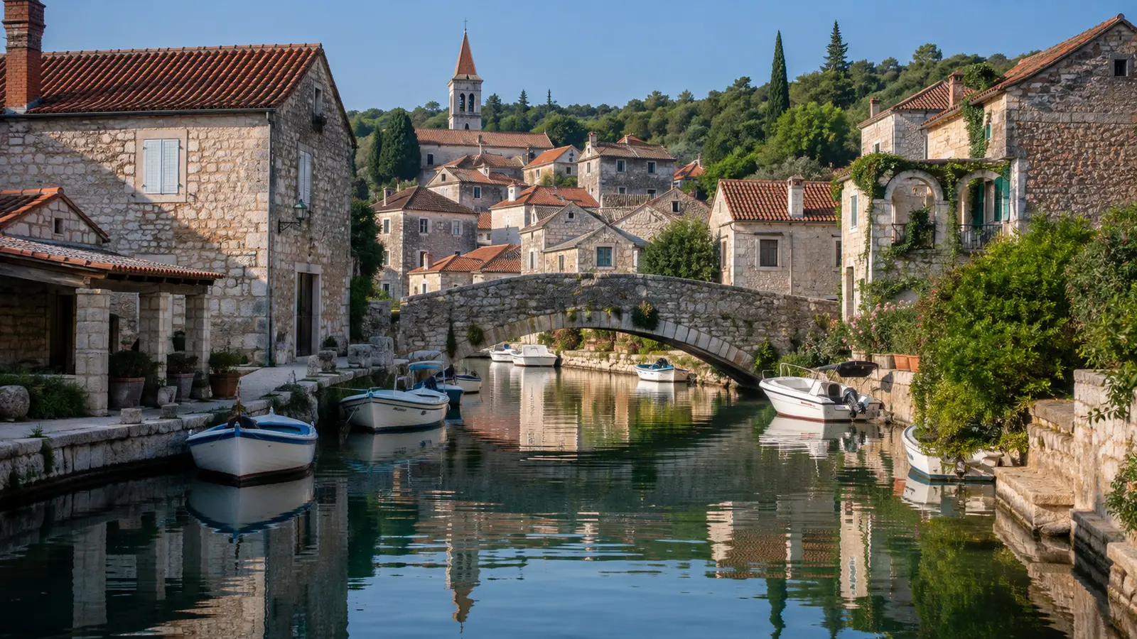 Illustrative Vrboska waterfront view for Taxi Vrboska transfers